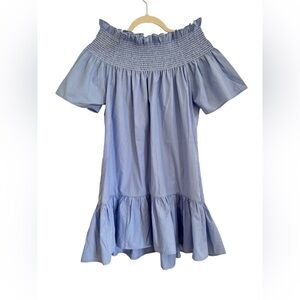 Thayer J Love Pinstripe Off Shoulder Dress